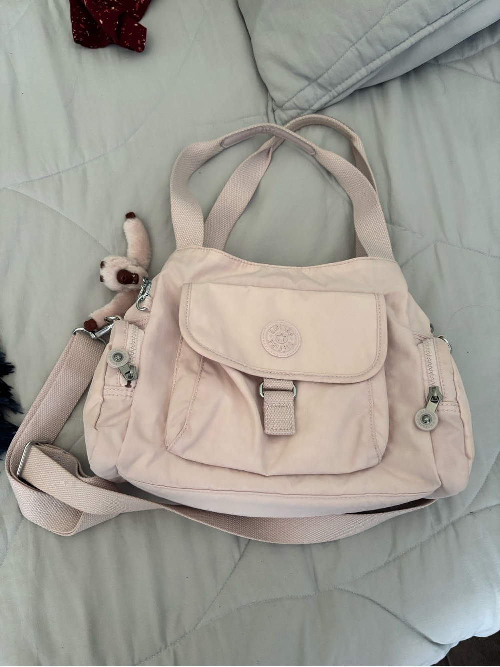 Kipling Light Pink Crossbody Tote with Front Flap Pocket